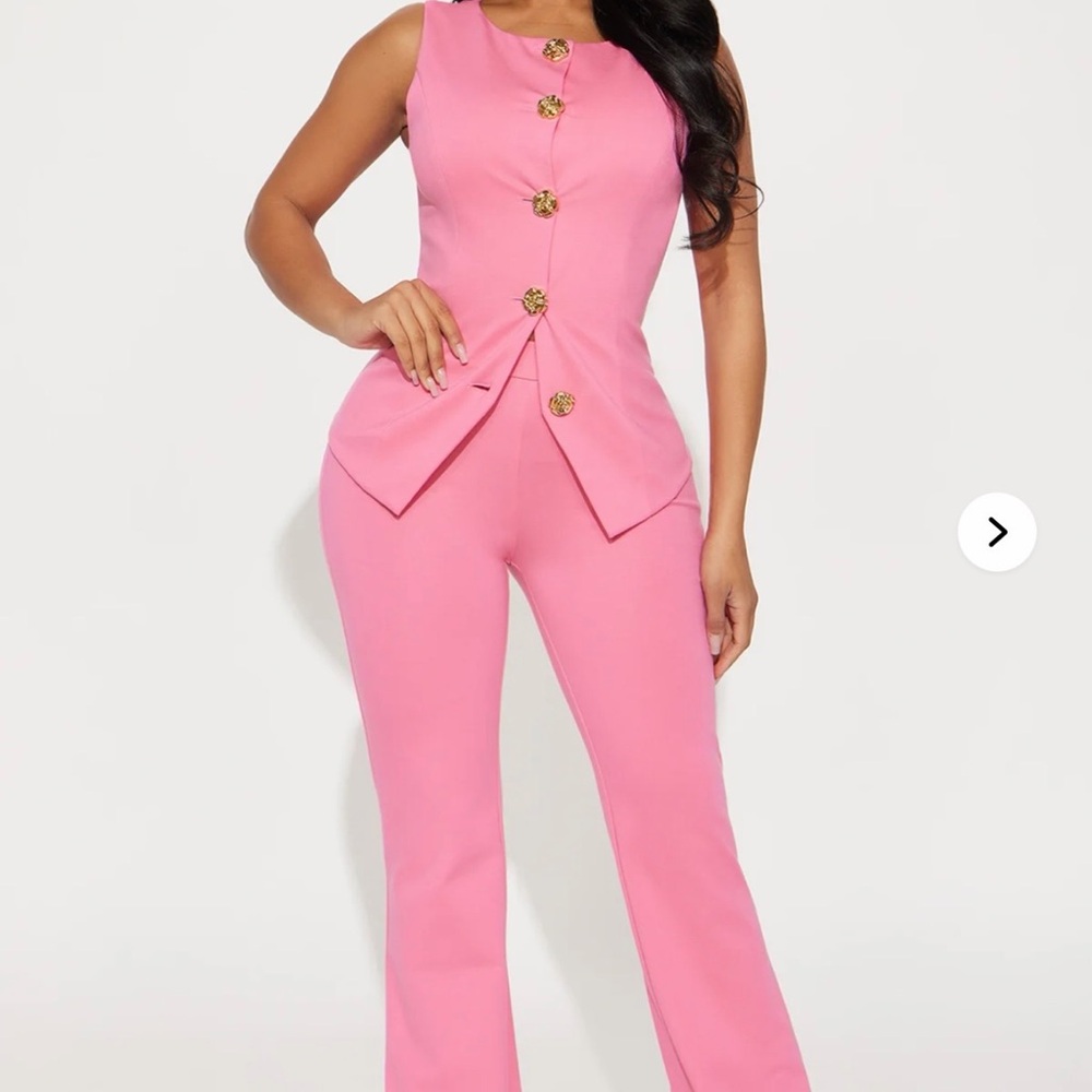 Fashion Nova Pink Button-Detail Set
